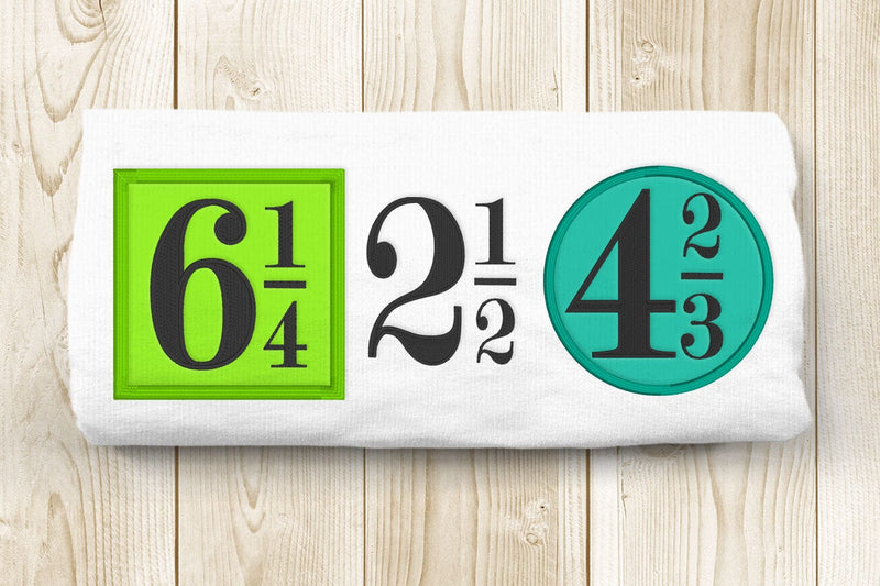 Small Numbers and Fractions Applique Embroidery Design Set Embroidery/Applique DESIGNS Designed by Geeks 