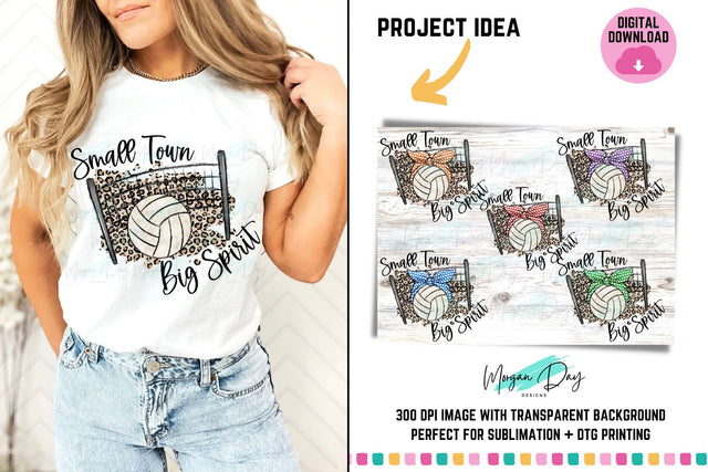 Small Town Big Spirit Volleyball Bundle PNG Sublimation Design Sublimation Morgan Day Designs 