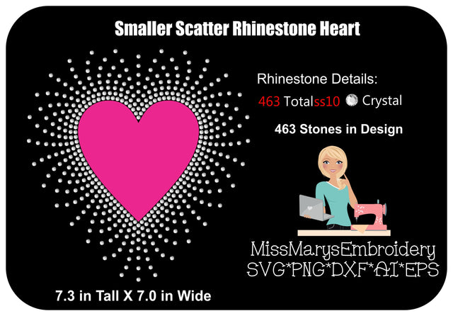 Smaller Scatter Vinyl & Rhinestone Heart SVG MissMarysEmbroidery 