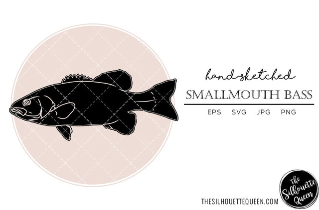 Smallmouth Bass Hand sketched, hand drawn vector clipart SVG Loveleen Kaur 