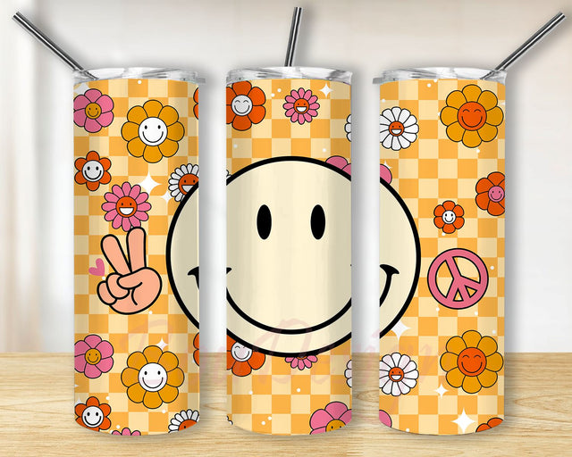 Smile Face Tumbler PNG, Smiley tumbler PNG,Happy Face Seamless Pattern, 20 oz Skinny Tumbler Design Sublimation BouDesign 