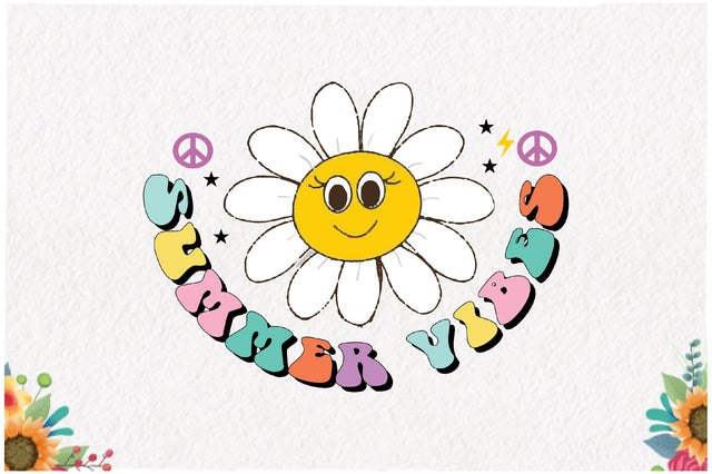 Smiley Daisy Retro Summer Sublimation Sublimation Jagonath Roy 