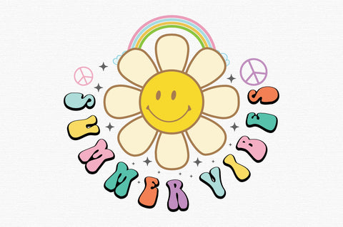 Smiley Daisy Retro Summer Sublimation SVG designartist 