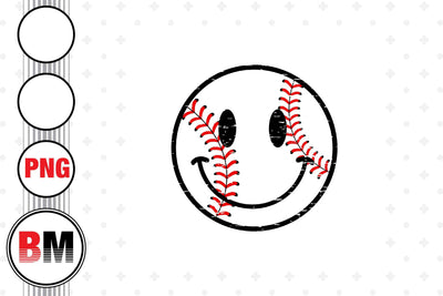 Smiley Face Baseball PNG Files Sublimation BMDesign 