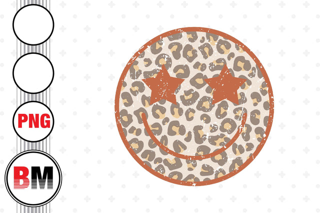 Smiley Face Leopard PNG Files Sublimation BMDesign 