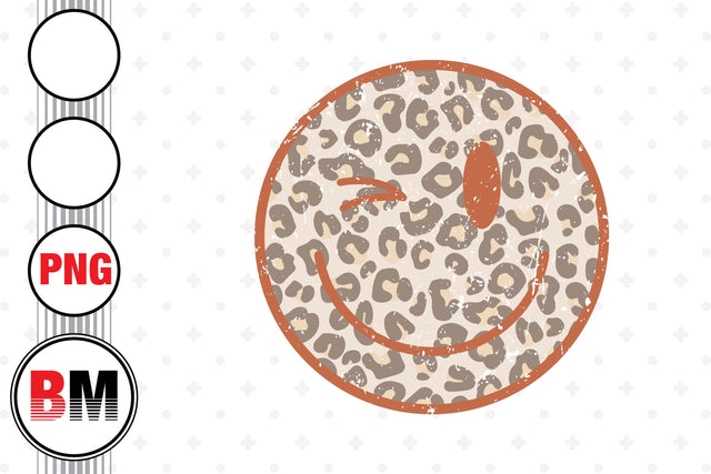 Smiley Face Leopard PNG Files Sublimation BMDesign 