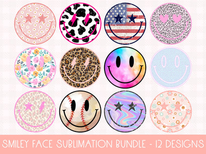 Smiley Face PNG Sublimation Bundle Sublimation The Wild Daisy 