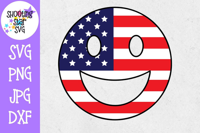 Smiley Face with American Flag- Fourth of July SVG SVG ShootingStarSVG 