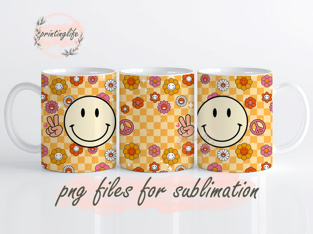Smiley Sublimation Design, Smiley Face Mug sublimation designs, Smiley Face Mug Wrap Download Sublimation PrintingLife 