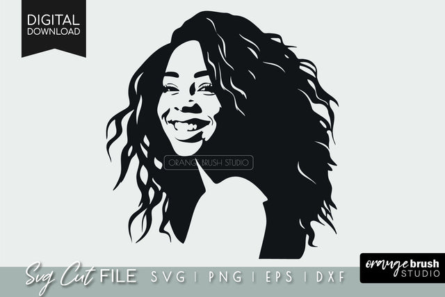 Smiling Black Woman SVG Design | African American SVG File SVG OrangeBrushStudio 