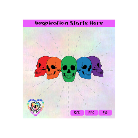 Smiling Skulls | Colorful | Black & White - Transparent PNG SVG DFX - Silhouette, Cricut, ScanNCut SVG Aint That Sweet 