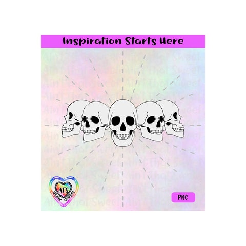 Smiling Skulls | Colorful | Black & White - Transparent PNG SVG DFX - Silhouette, Cricut, ScanNCut SVG Aint That Sweet 