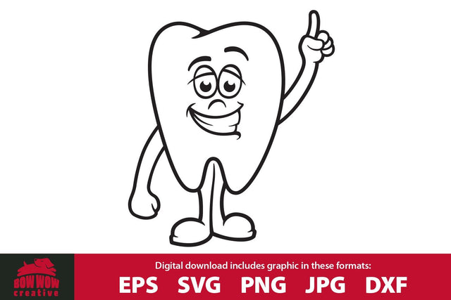 Smiling Tooth Pointing Finger SVG Cutting File & Clipart SVG Bow Wow Creative 