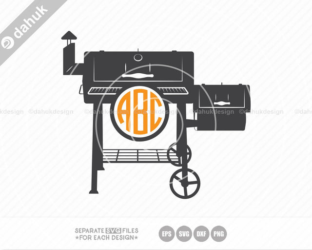 Smoker BBQ Circle Monogram SVG, Grilling svg, Bbq svg, Barbecue Grill svg, Cut file, for silhouette, design space, vinyl cut files SVG dahukdesign 