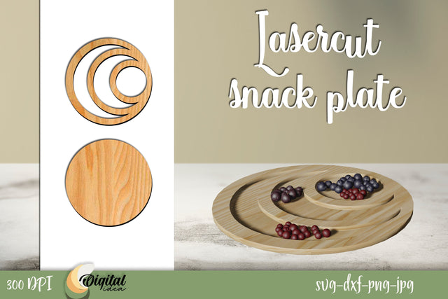 Snack Plates Laser Cut. Kitchen Decor Laser Cut. 3D Design. SVG Evgenyia Guschina 