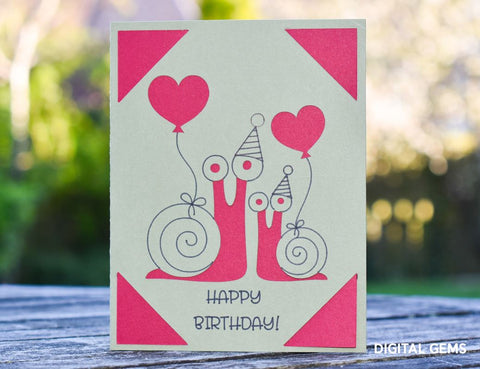 Snail Birthday card design SVG Digital Gems 