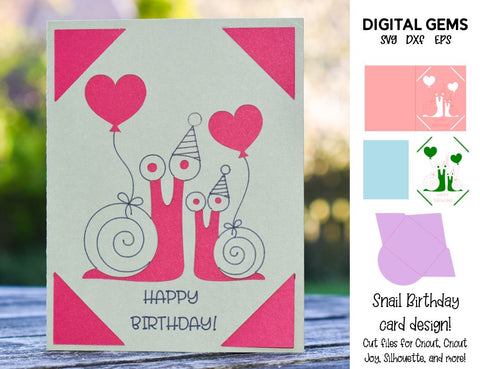 Snail Birthday card design SVG Digital Gems 