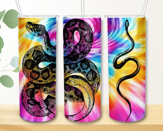 Snake 20oz Skinny Tumbler, Animal Tumbler Design, Tie Dye Tumbler Wrap, Rattlesnake Design Png, Snake Lover Gift, Snake Tumbler Template, Instant Download Sublimation sassyprint 