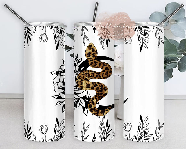 Snake Leopard Tumbler Png, Snake And Mood 20oz Skinny Tumbler, Boho Floral Tumbler Wrap, Snake Sublimation Design, Digital Download Sublimation Rabbitmakies 