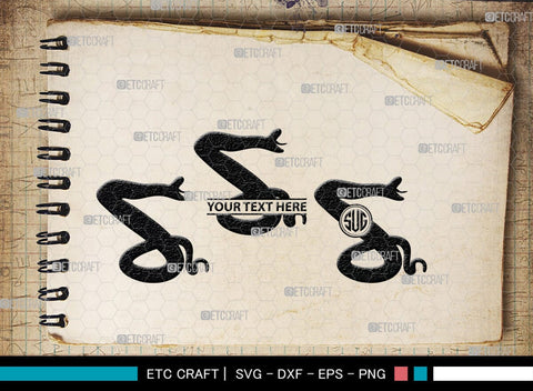Snake Monogram, Snake Silhouette, Snake SVG, Serpent Svg, Viper Snake Svg, Cobra Svg, Snake Reptile Svg, SB00322 SVG ETC Craft 