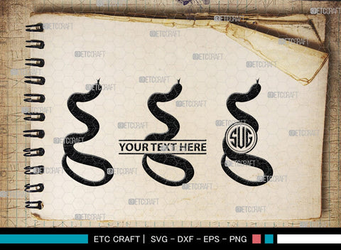 Snake Monogram, Snake Silhouette, Snake SVG, Serpent Svg, Viper Snake Svg, Cobra Svg, Snake Reptile Svg, SB00322 SVG ETC Craft 
