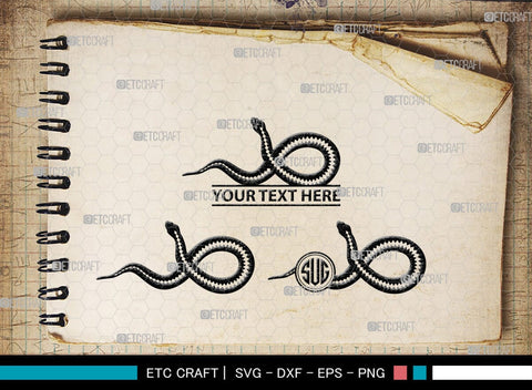 Snake Monogram, Snake Silhouette, Snake SVG, Serpent Svg, Viper Snake Svg, Cobra Svg, Snake Reptile Svg, SB00322 SVG ETC Craft 