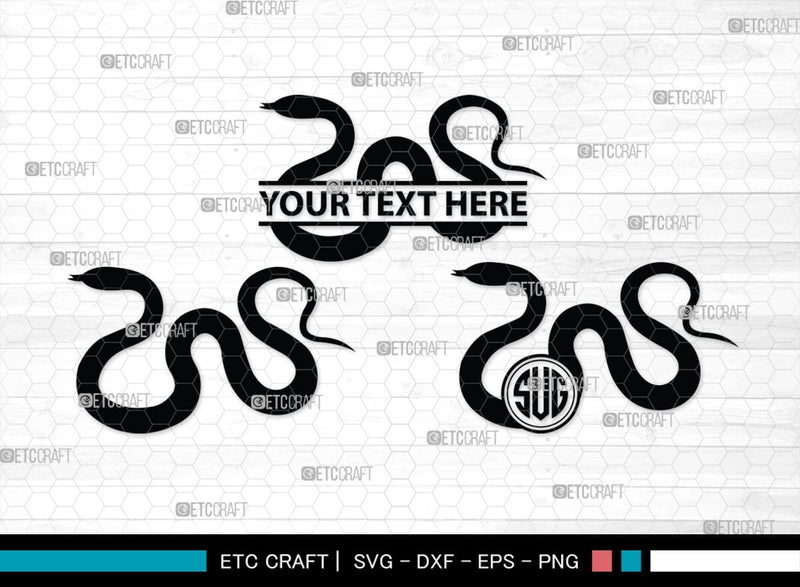 Snake Monogram, Snake Silhouette, Snake SVG, Serpent Svg, Viper Snake ...
