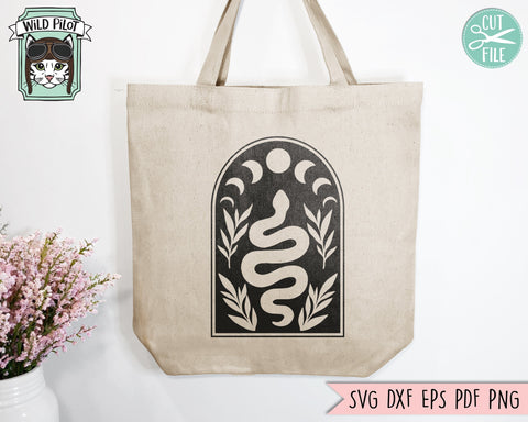 Snake SVG file, Reptile SVG, Moon Phases SVG, Snake png, Snake Clipart, Mystical svg, Leaves svg, Tattoo Svg, Moon svg, Reptile png SVG Wild Pilot 