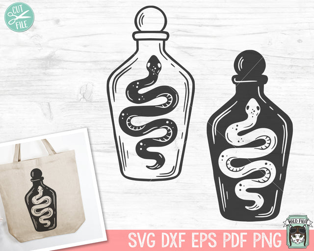 Snake SVG, Potion Bottle SVG, Animal svg, Snake Clipart, Halloween SVG, Mystical svg, Witchy svg, Witchcraft svg, Reptile svg SVG Wild Pilot 
