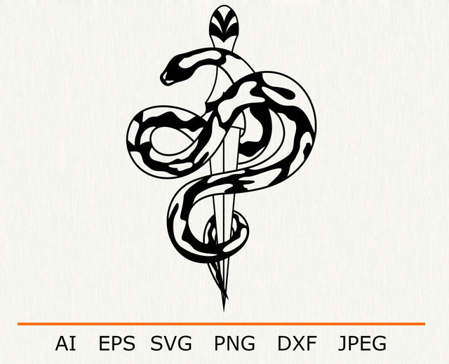 Snake with dagger svg, Gothic clipart, Snake silhouette SVG AnastasiyaArtDesign 