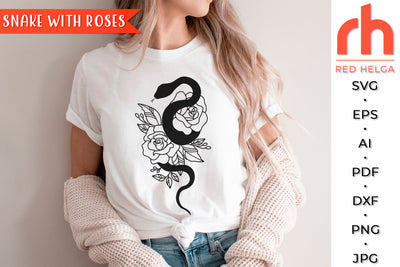 Snake with Roses SVG - Floral Animal Cut File SVG RedHelgaArt 
