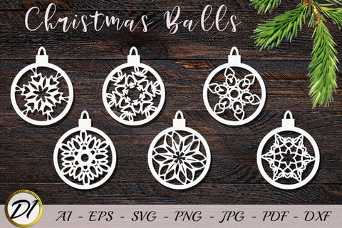 Snow Balls Design Bundle. Christmas Snow Balls Laser Cut SVG SVG Evgenyia Guschina 