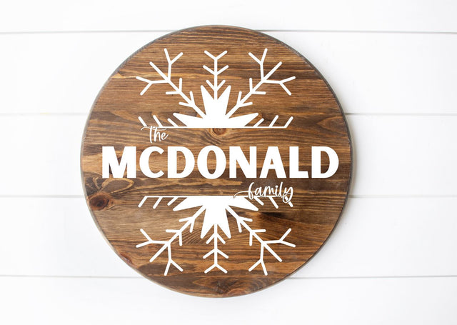 Snow Flake Family Round Wood Sign SVG SVG So Fontsy Design Shop 