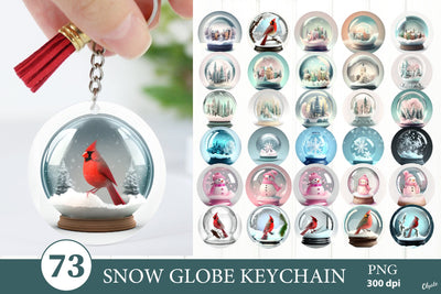 Snow Globe Keychain Bundle. Christmas Keychain Bundle PNG Sublimation Olga Terlyanskaya 