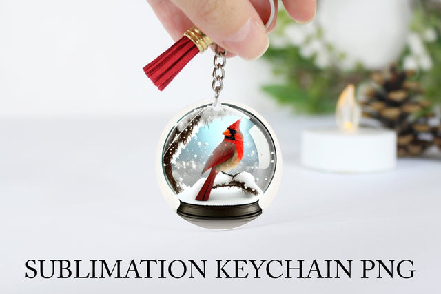 Snow Globe Keychain PNG. Cardinal Keychain Sublimation Sublimation Olga Terlyanskaya 
