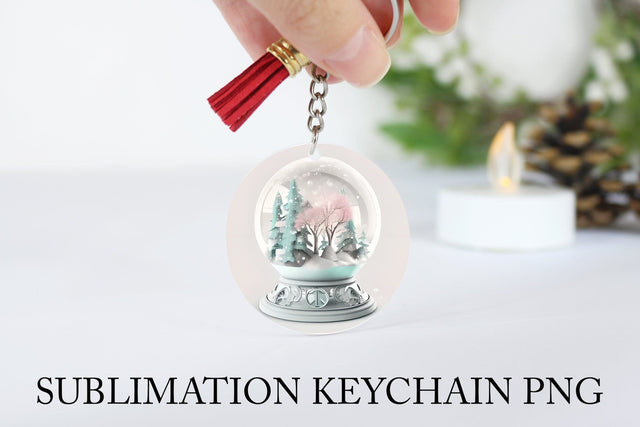 Snow Globe Keychain PNG. Christmas Forest Keychain PNG Sublimation Olga Terlyanskaya 