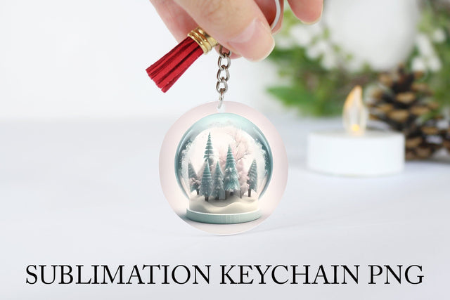 Snow Globe Keychain PNG. Christmas Winter Forest PNG Sublimation Olga Terlyanskaya 