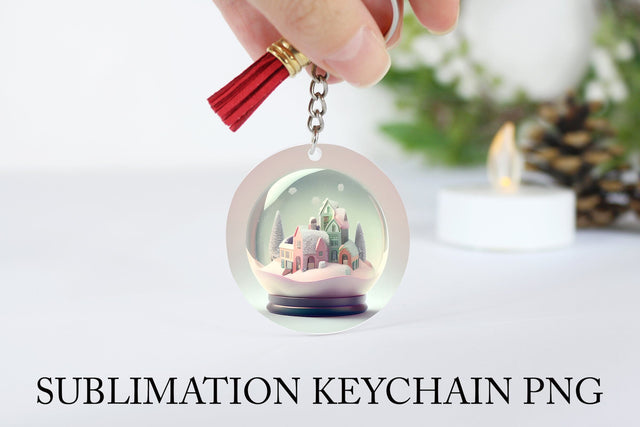 Snow Globe Keychain PNG. Snow Globe Christmas Old Town Sublimation Olga Terlyanskaya 