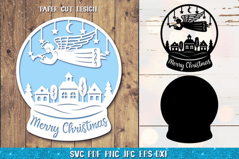 Snow Globe Paper Cut Bundle SVG | Christmas Ornament SVG goodfox86 