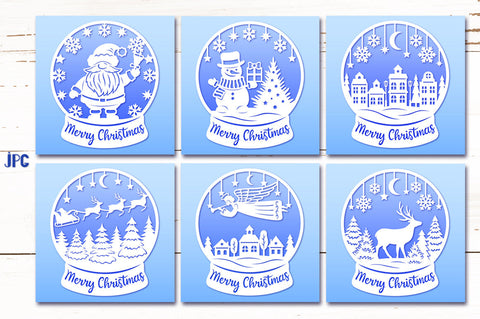 Snow Globe Paper Cut Bundle SVG | Christmas Ornament SVG goodfox86 