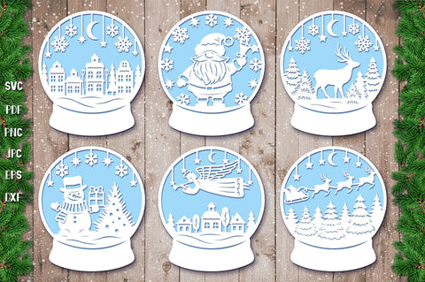 Snow Globe Paper Cut Bundle SVG | Christmas Ornament SVG goodfox86 