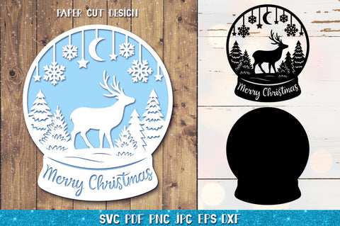 Snow Globe Paper Cut Bundle SVG | Christmas Ornament SVG goodfox86 