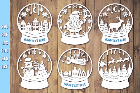 Snow Globe Paper Cut Bundle SVG | Christmas Ornament SVG goodfox86 