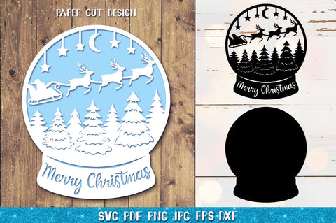 Snow Globe Paper Cut Bundle SVG | Christmas Ornament SVG goodfox86 