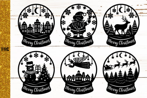 Snow Globe Paper Cut Bundle SVG | Christmas Ornament SVG goodfox86 