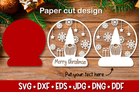Snow Globe Paper Cut Bundle SVG | Christmas Ornament SVG TatiStudio 