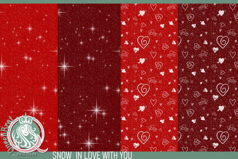 Snow In Love With You Background Papers Digital Pattern QueenBrat Digital Designs 