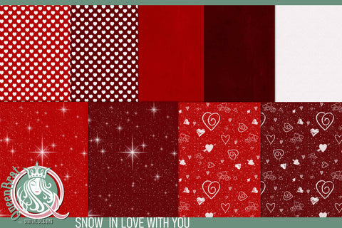 Snow In Love With You Background Papers Digital Pattern QueenBrat Digital Designs 