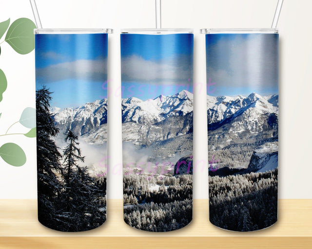 Snow Mountain Tumbler Wrap, Mountain 20oz Skinny Tumbler, Mountain Scene Tumbler Design, Outdoor Nature Sublimation Design, Instant Download Sublimation sassyprint 