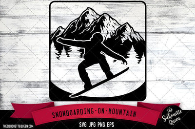 Snowboarding on mountain SVG -Vector Art Commercial & Personal Use- Cricut,Silhouette,Cameo,Vinyl Cut SVG Loveleen Kaur 